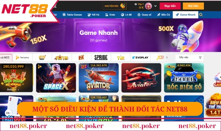 Một số điều kiện để thành đối tác NET88