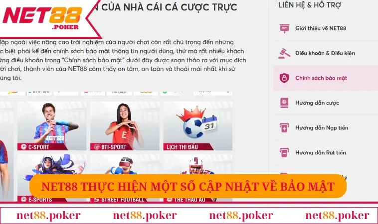 NET88 thực hiện một số cập nhật về bảo mật