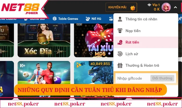 Những quy định cần tuân thủ khi đăng nhập